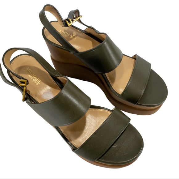 Michael Kors Rhett Platform Lug Sole Green Cushioned Dress Sandals -7.5 - Picture 5 of 7